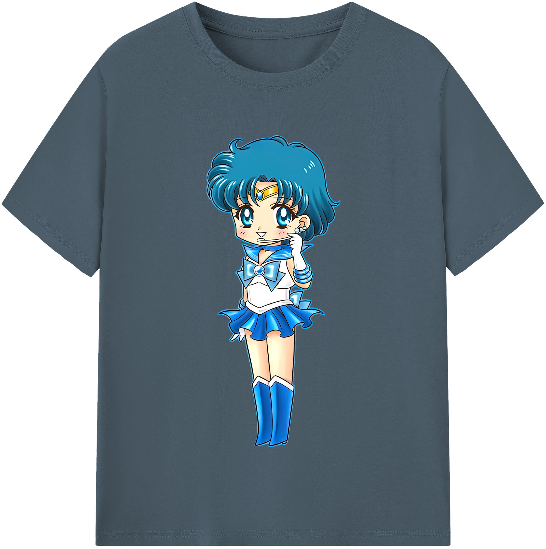 （画像用） 美少女戦士セーラームーン 水野 亜美 みずの あみ Sailor Moon Mizuno Ami 綿100％半袖Tシャツ（フロントプリント）